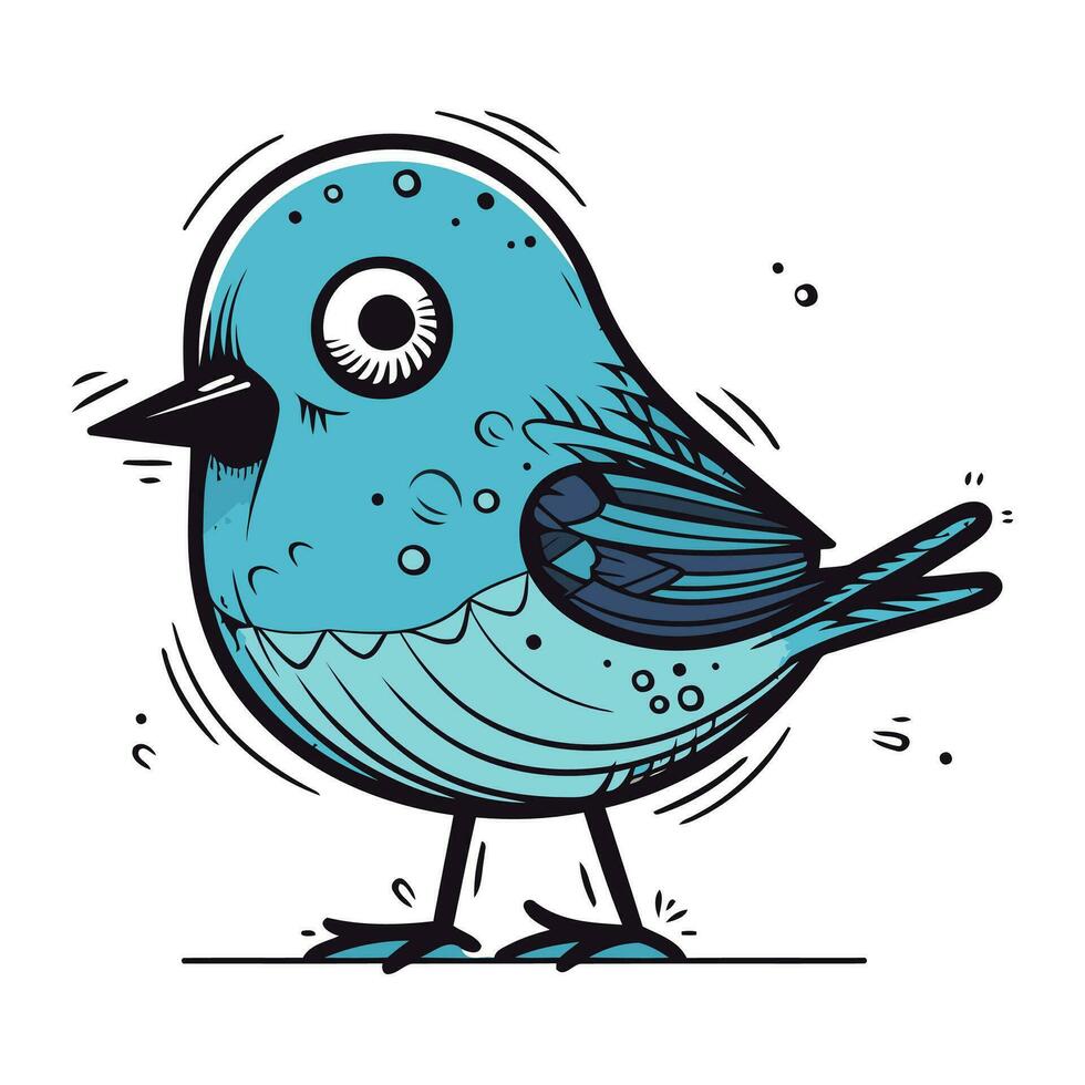 vetor ilustração do uma fofa azul pássaro isolado em uma branco fundo.