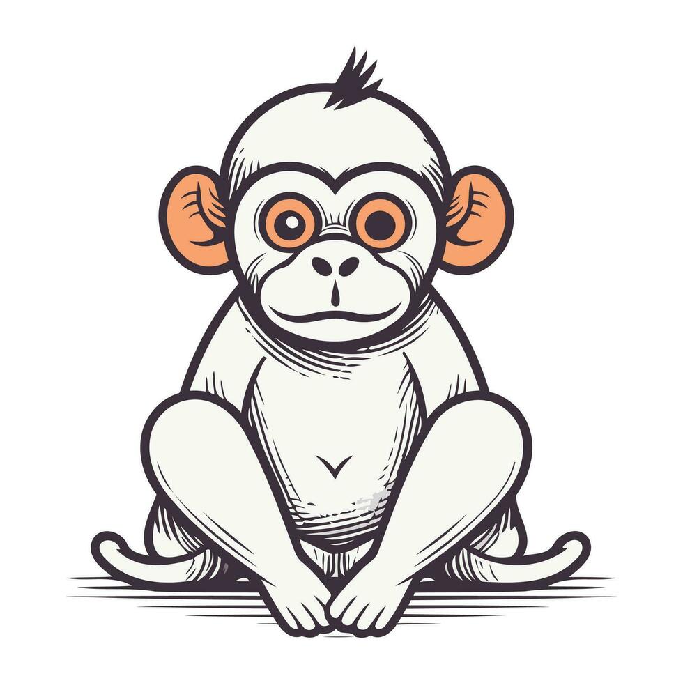 macaco sentado em uma branco fundo. vetor ilustração dentro desenho animado estilo.