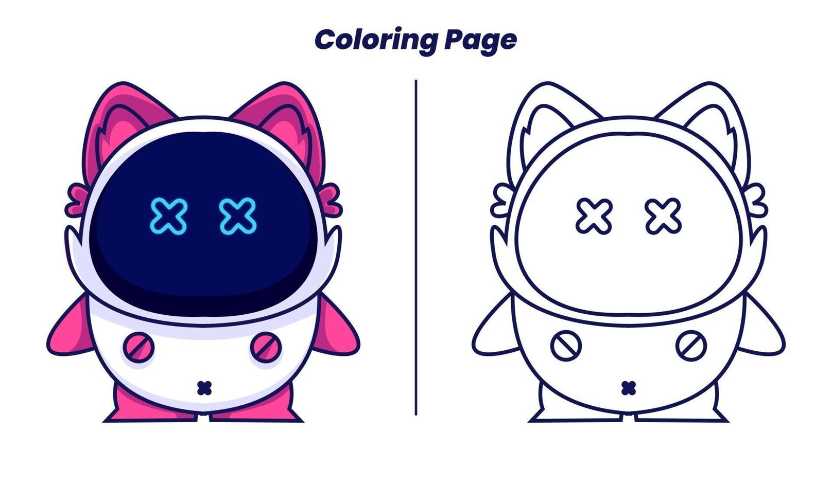 gato robô com páginas para colorir adequadas para crianças vetor
