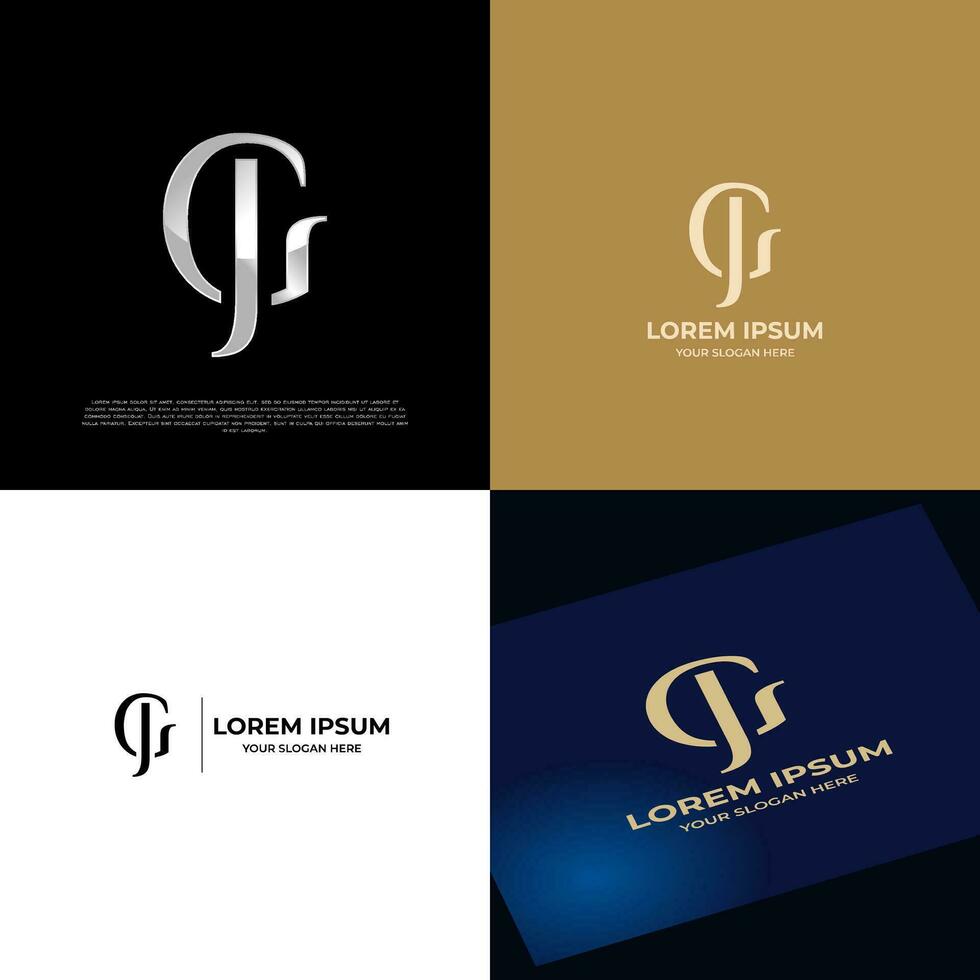 logotipo inicial jg letras tipografia moderno vetor