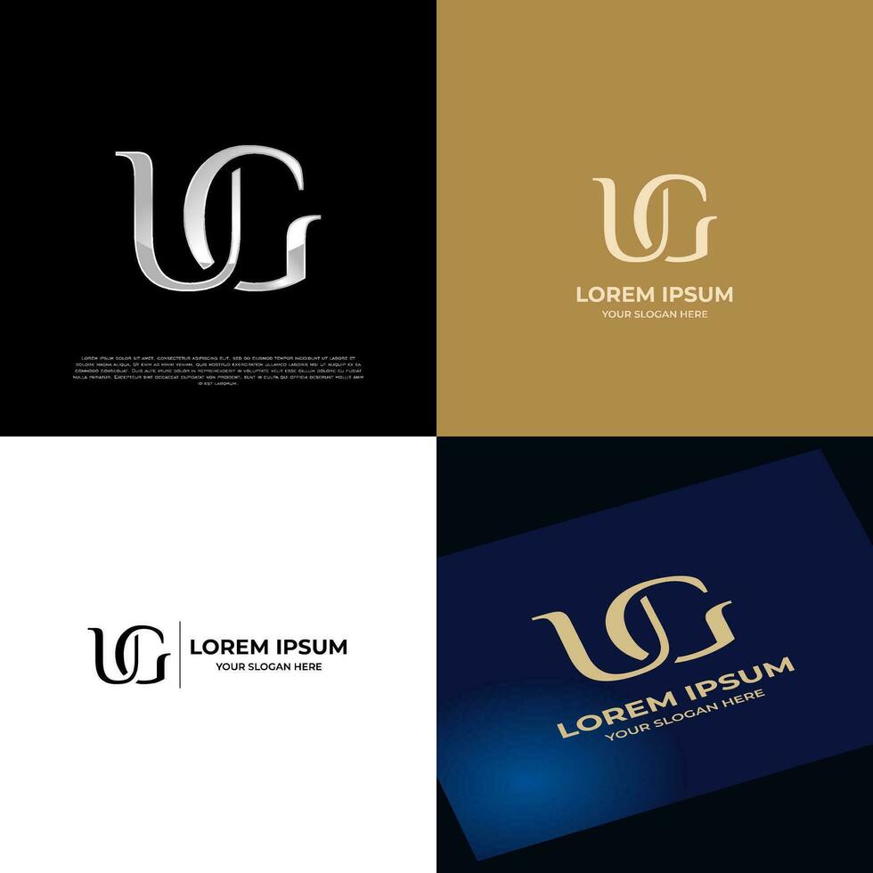 logotipo inicial ug letras tipografia moderno vetor