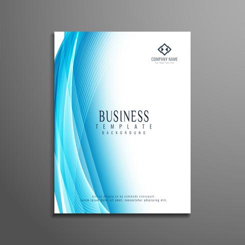 Modelo de panfleto de negócio elegante ondulado azul abstrato vetor
