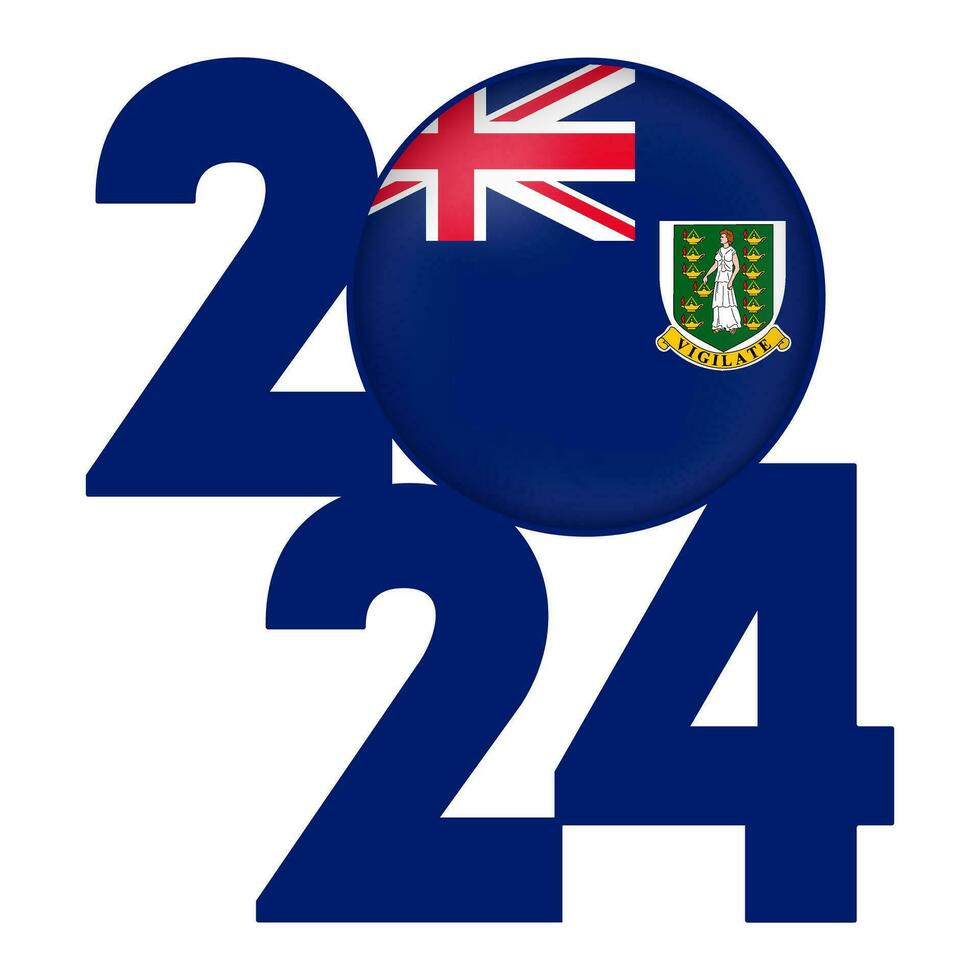feliz Novo ano 2024 bandeira com virgem ilhas bandeira dentro. vetor ilustração.