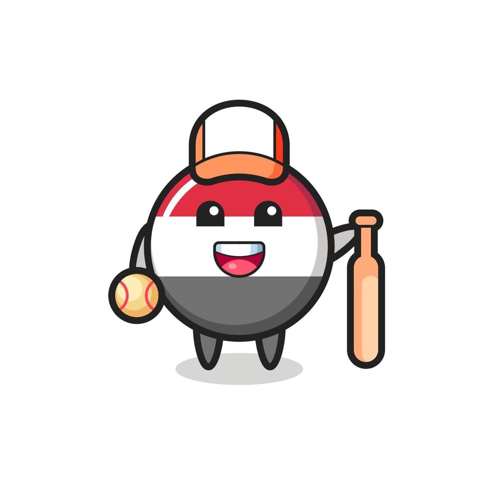 personagem de desenho animado do emblema da bandeira do Iêmen como jogador de beisebol vetor