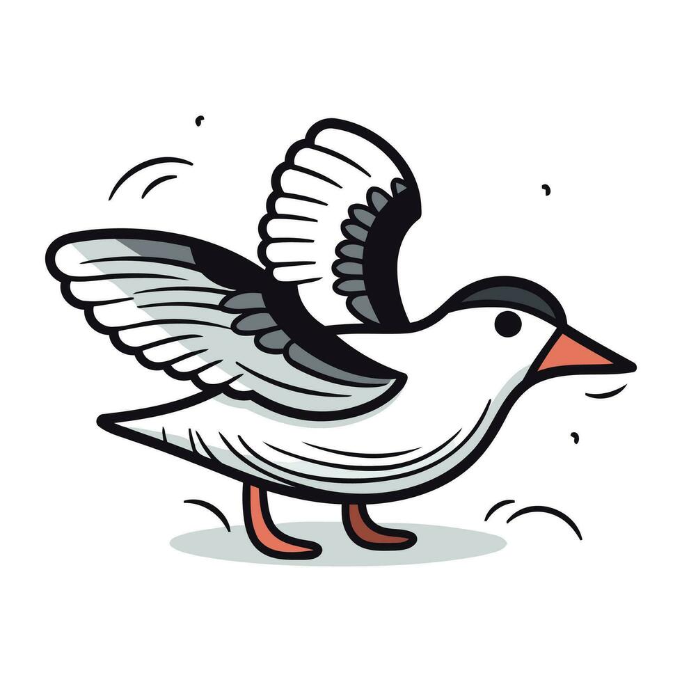 vôo gaivota desenho animado vetor ilustração. isolado em branco fundo