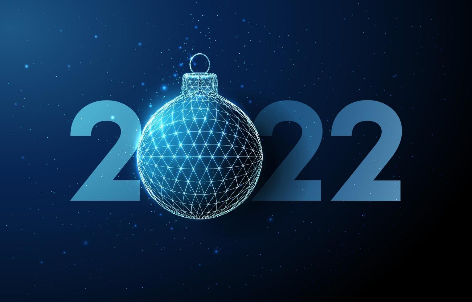 cartão abstrato feliz ano novo de 2022 com bola de natal vetor