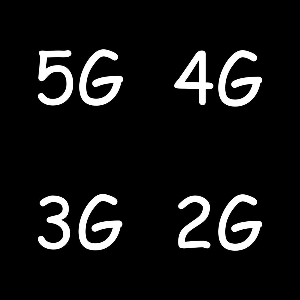 5g, 4g, 3g, 2g conjunto de símbolos de vetor