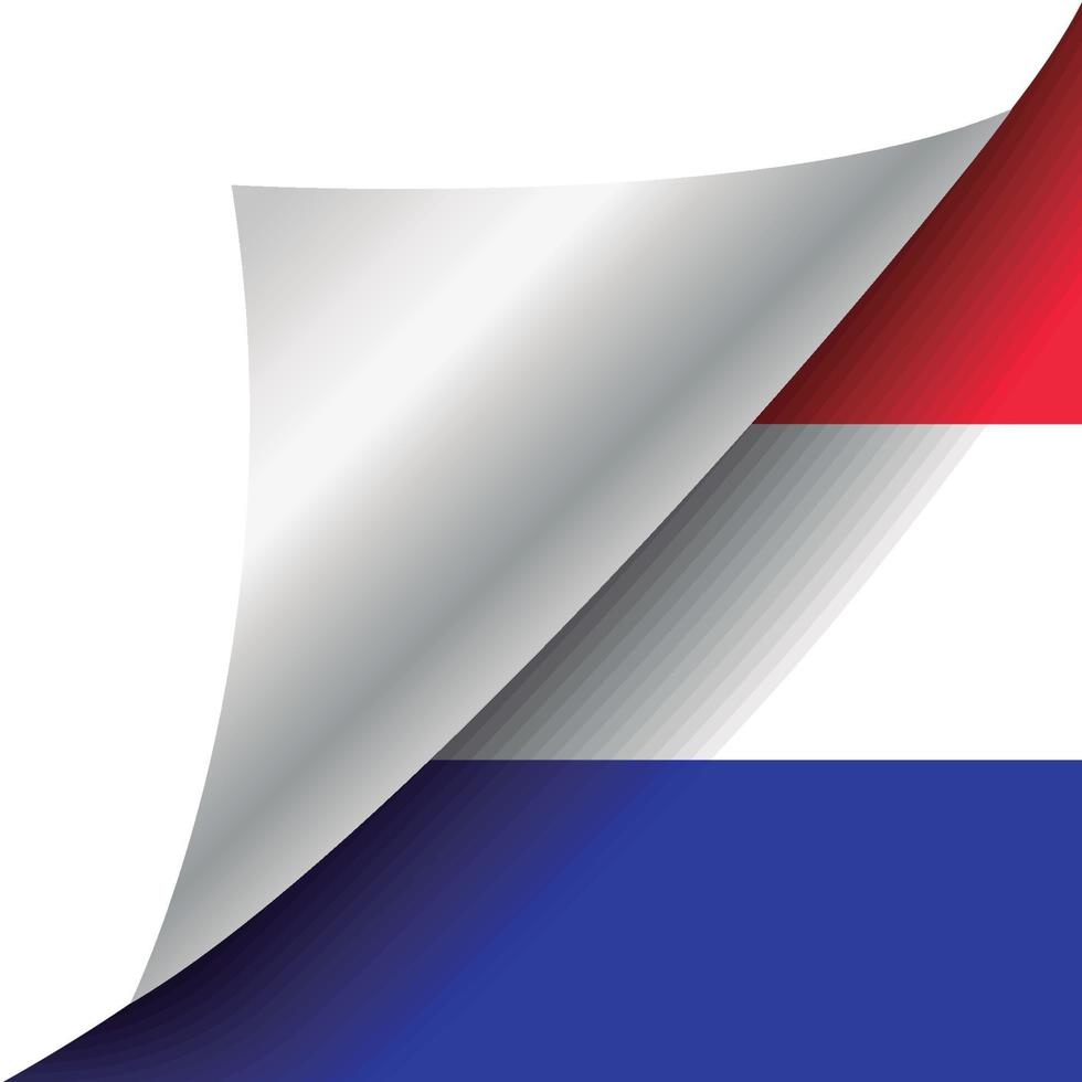 bandeira da holanda com canto enrolado vetor