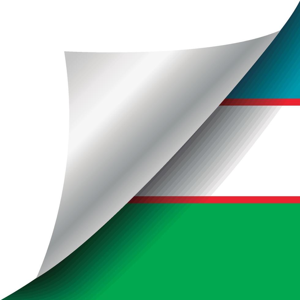 bandeira do uzbequistão com canto enrolado vetor