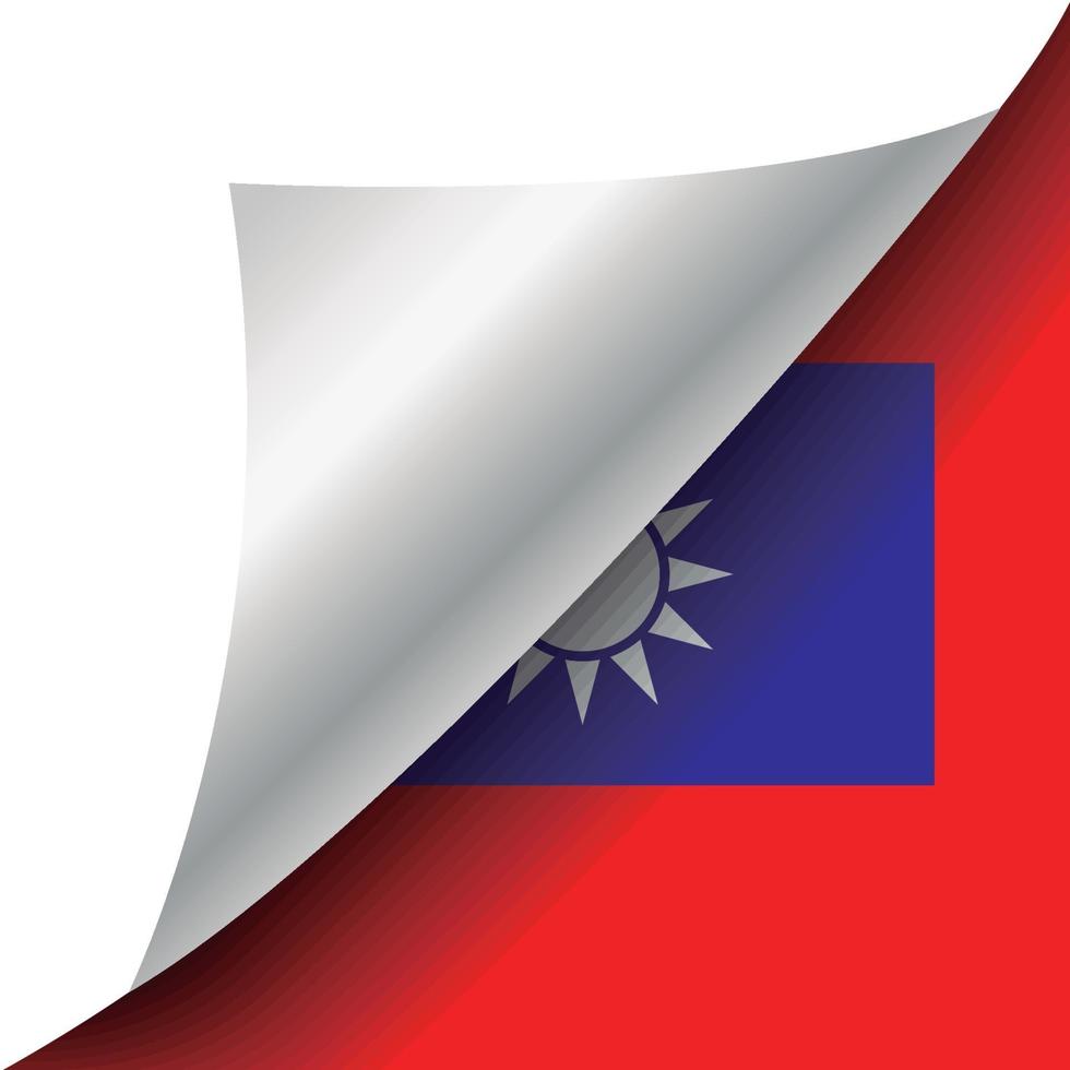 bandeira de taiwan com canto enrolado vetor