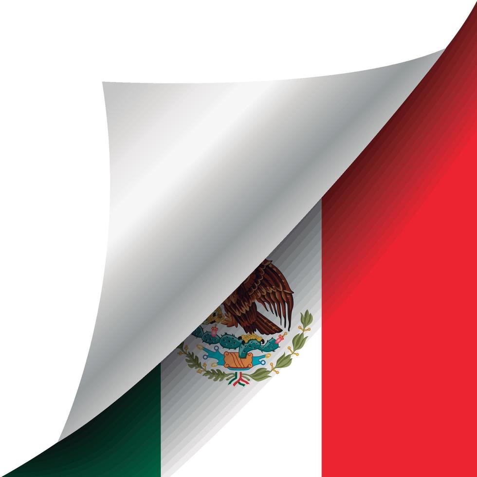 bandeira do méxico com canto enrolado vetor