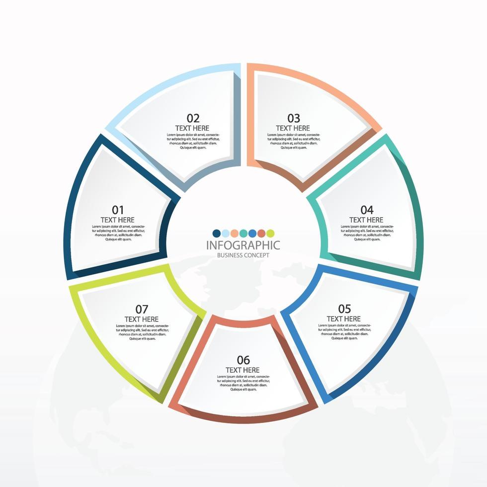 modelo de infográfico de círculo básico com 7 etapas vetor