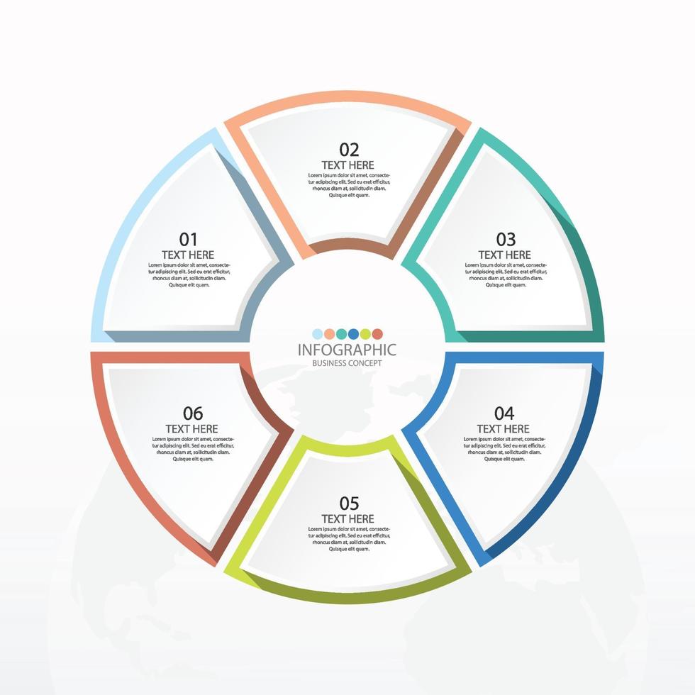 modelo de infográfico de círculo básico com 6 etapas vetor