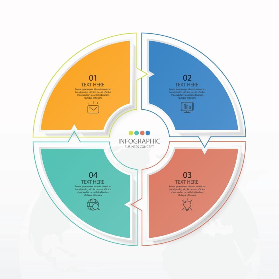 modelo de infográfico de círculo básico com 4 etapas vetor