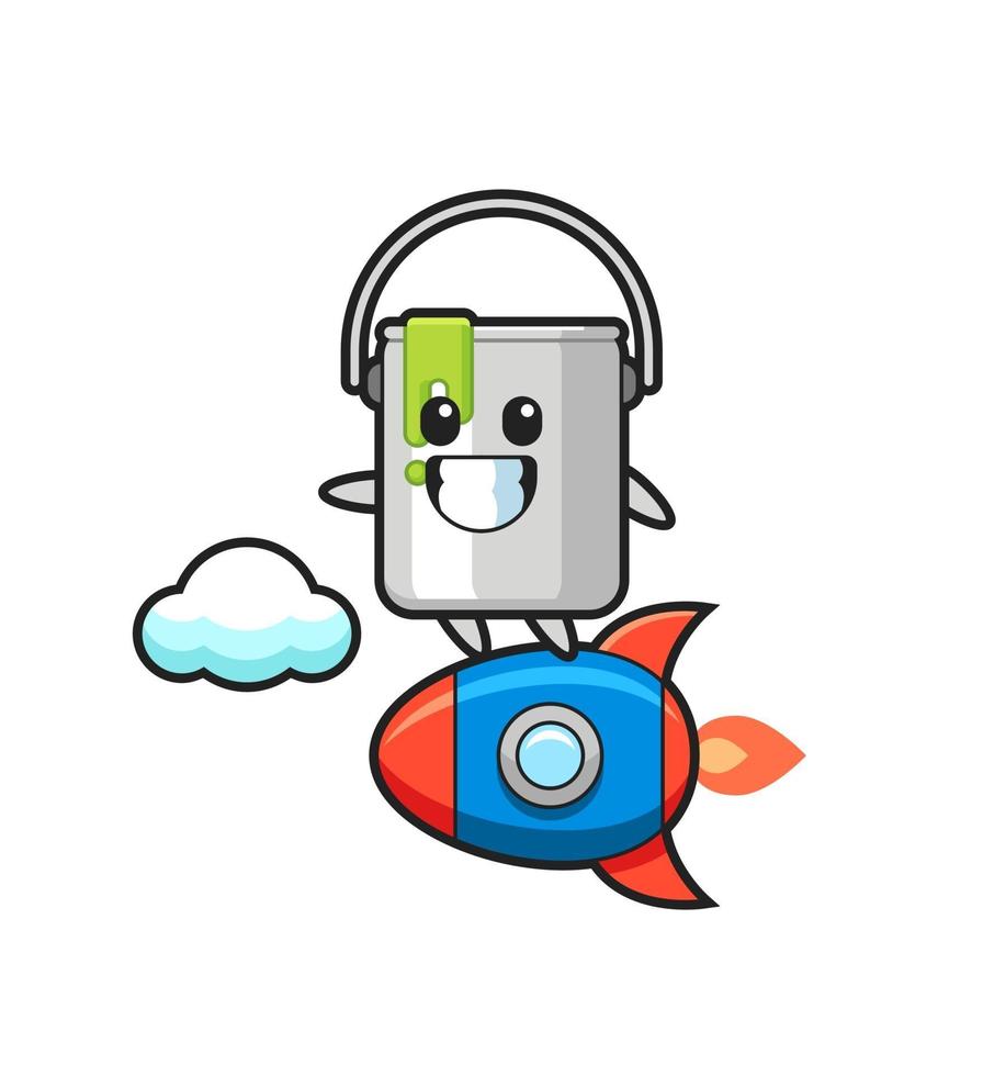 pintar personagem mascote de lata pilotando um foguete vetor