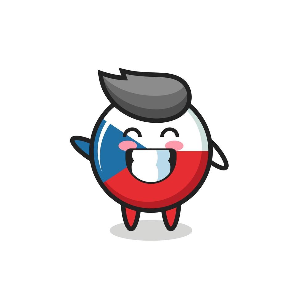 personagem de desenho animado do distintivo da bandeira checa fazendo um gesto com a mão vetor