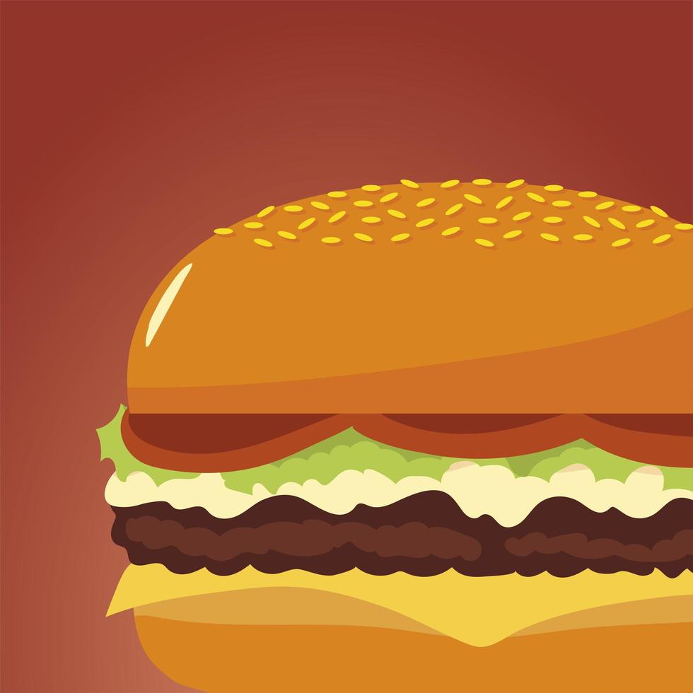 Imagem isolada de ícone saboroso de hambúrguer de fast food vetor
