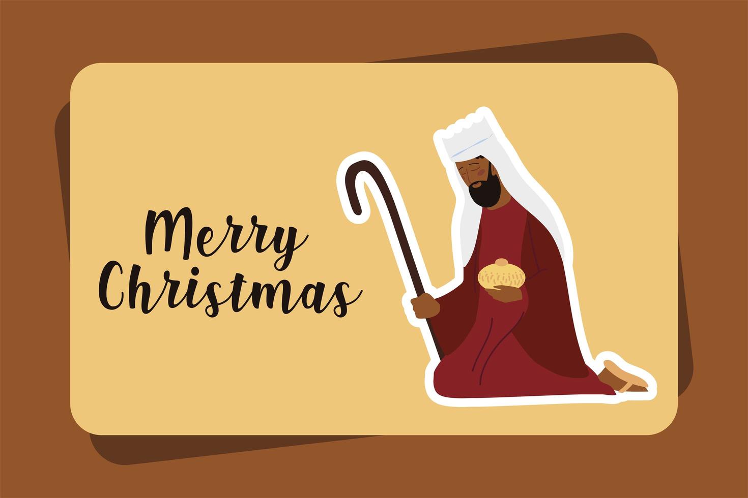 melchior feliz natal rezando com cartão-presente vetor
