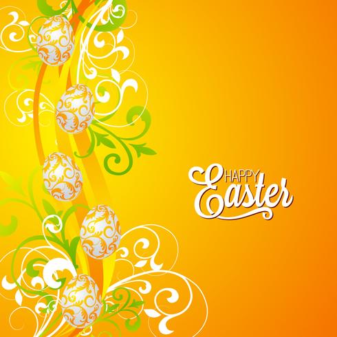 ilustração de Páscoa com ovos de cor pintada no fundo da Primavera vetor