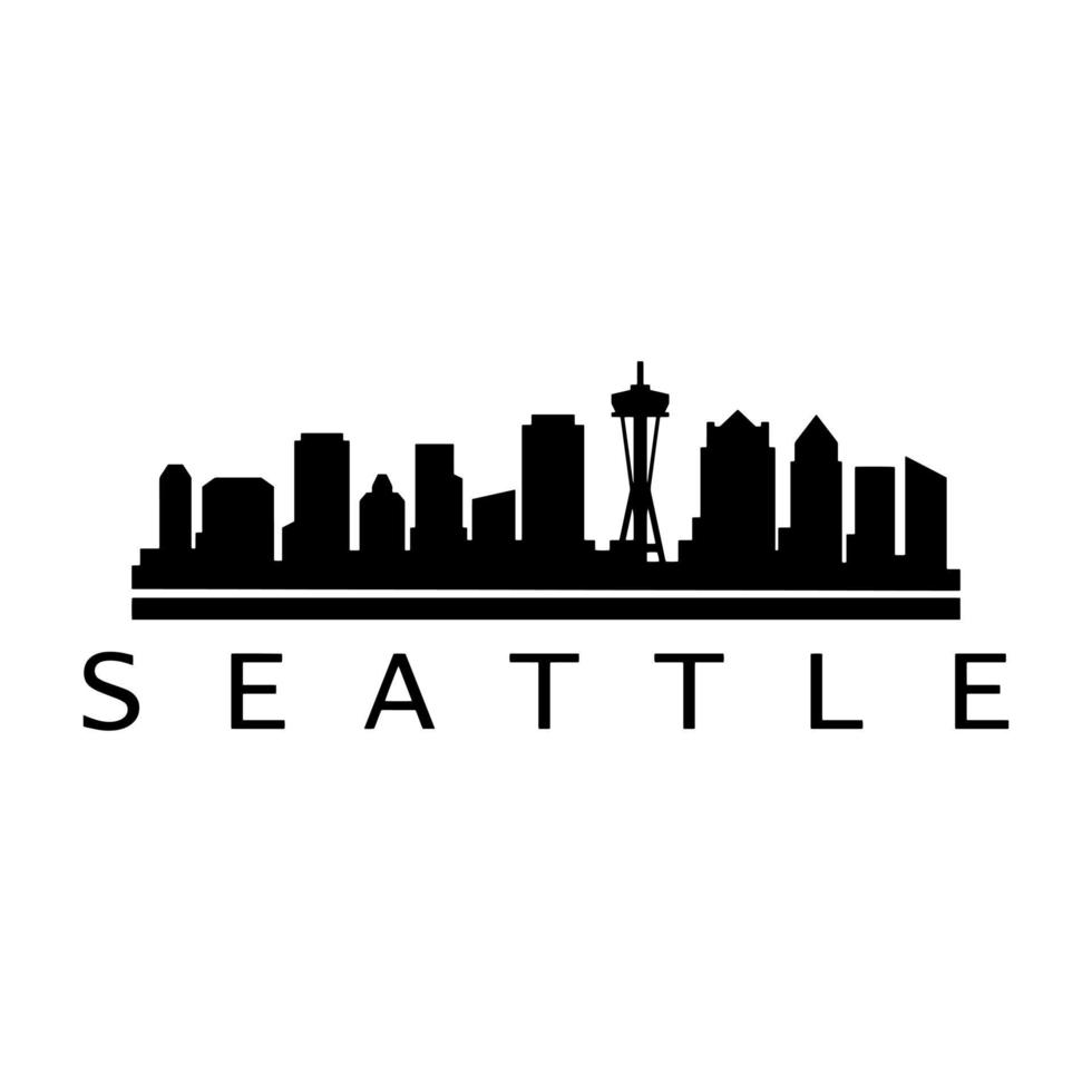 horizonte de Seattle ilustrado em fundo branco vetor