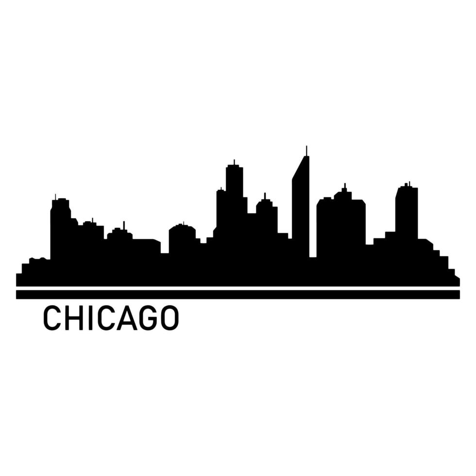 horizonte de Chicago ilustrado em fundo branco vetor