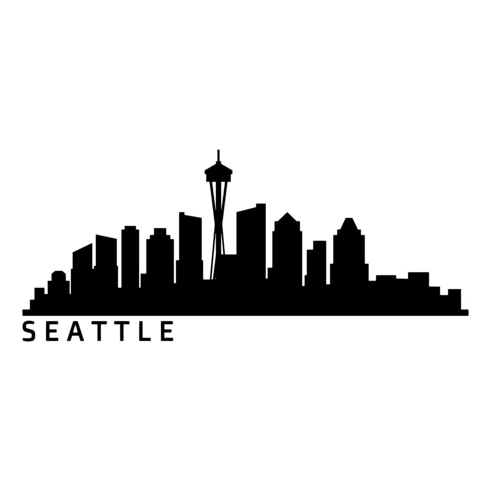 horizonte de Seattle ilustrado em fundo branco vetor