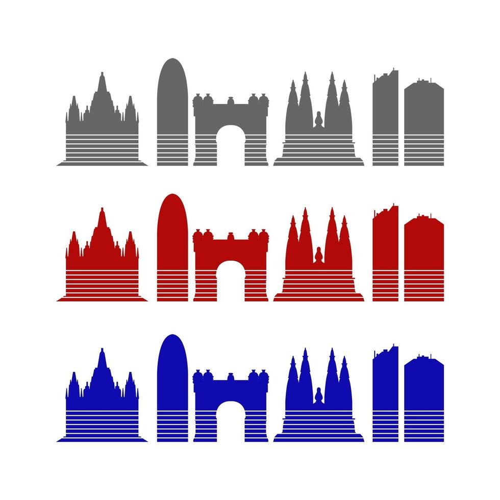 skyline de barcelona ilustrada em fundo branco vetor