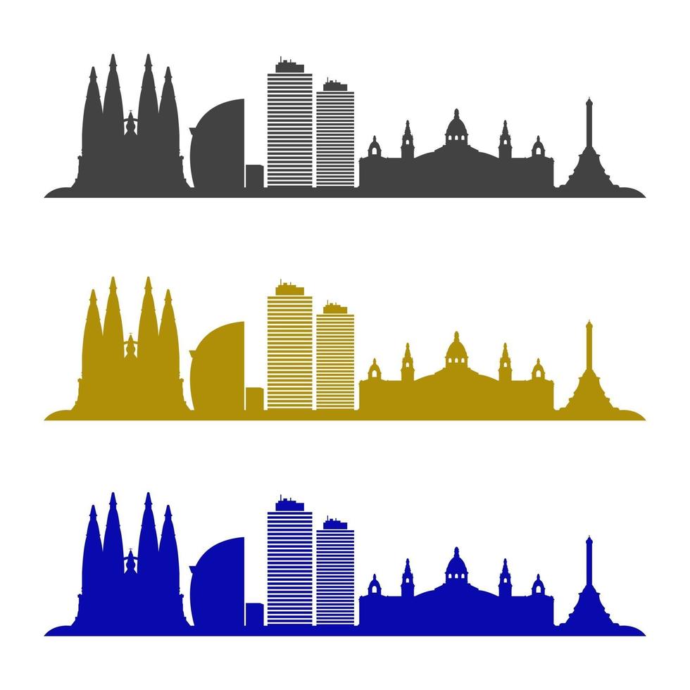 skyline de barcelona ilustrada em fundo branco vetor