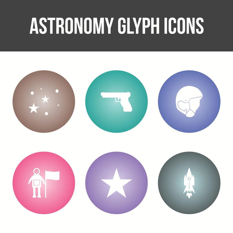 conjunto exclusivo de ícones de vetor de astronomia glyp