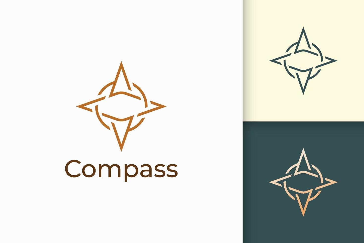 logotipo da bússola em formato simples para empresas ou comunidades ao ar livre vetor