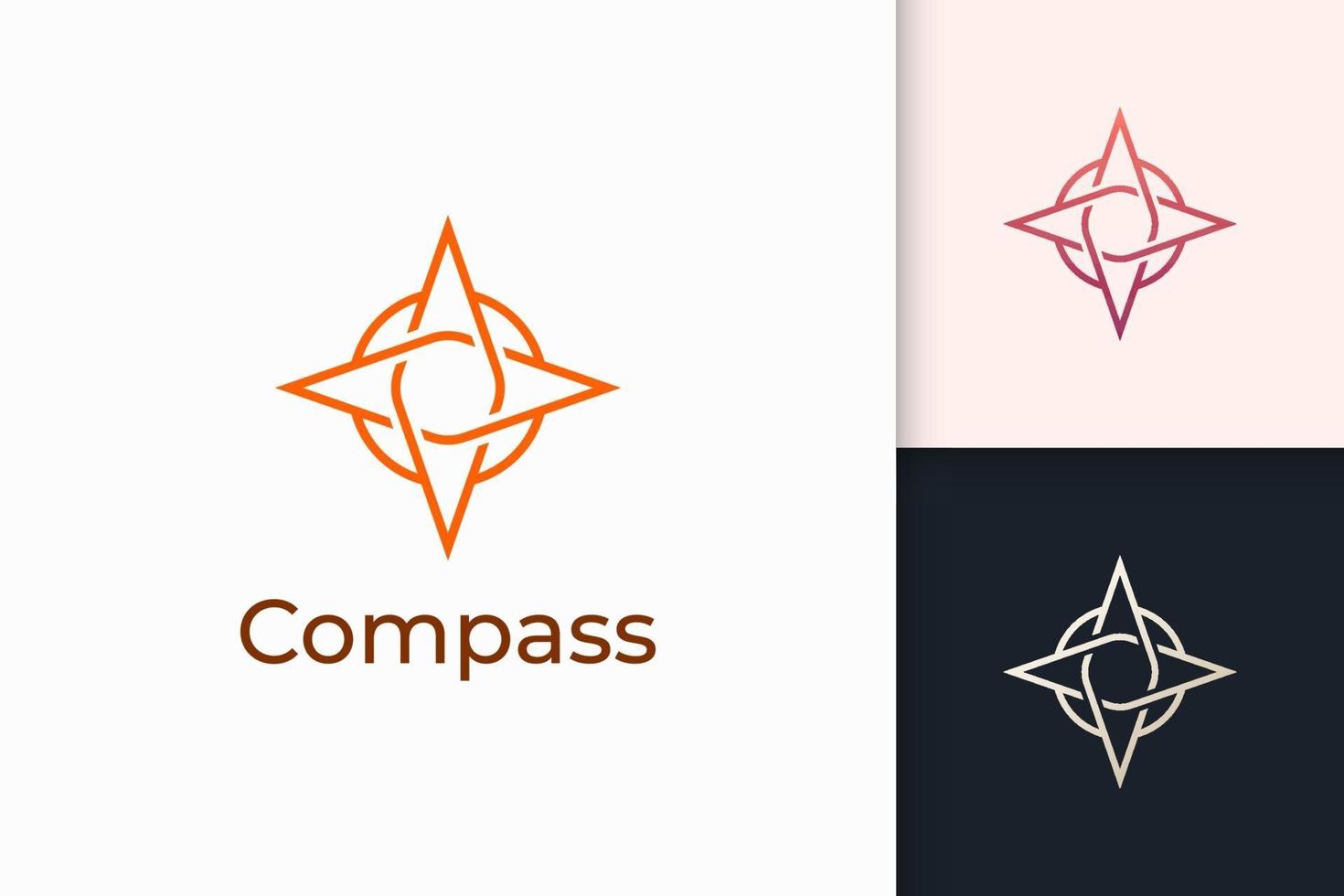 logotipo da bússola em formato simples para empresas ou comunidades ao ar livre vetor