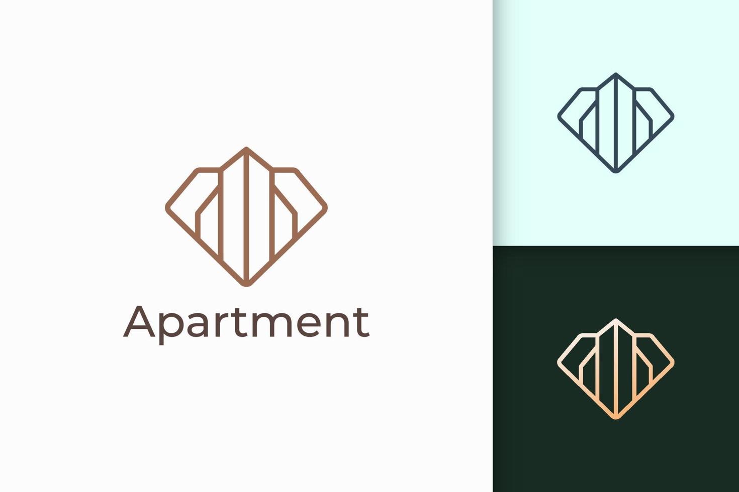 logotipo do apartamento ou propriedade em formato de diamante para negócios imobiliários vetor