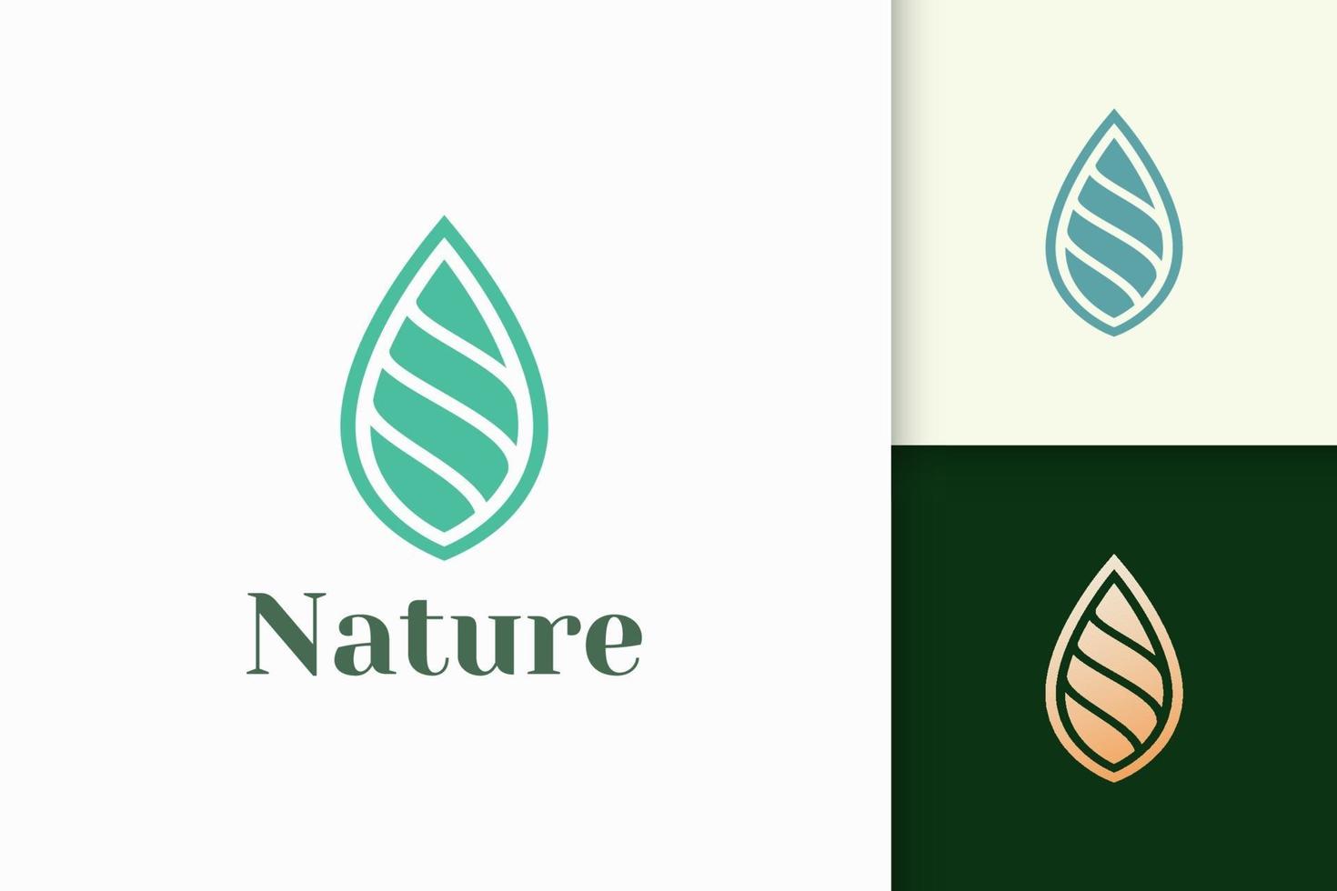 logotipo de beleza ou saúde em forma de folha simples representa a natureza vetor