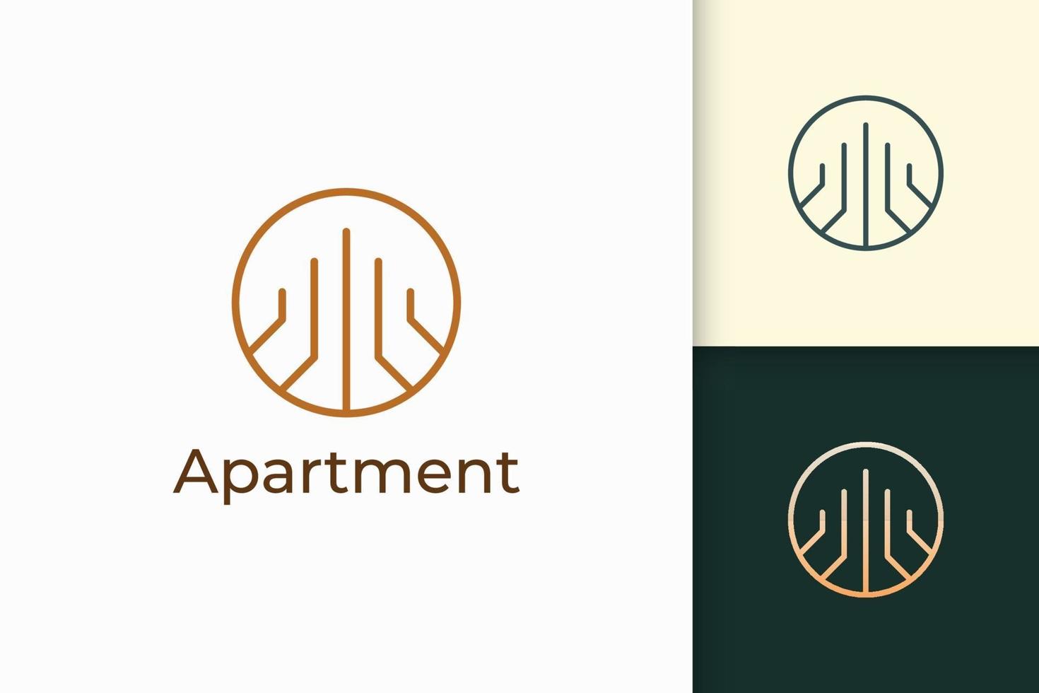 logotipo de prédio ou apartamento em linha simples para imóveis vetor