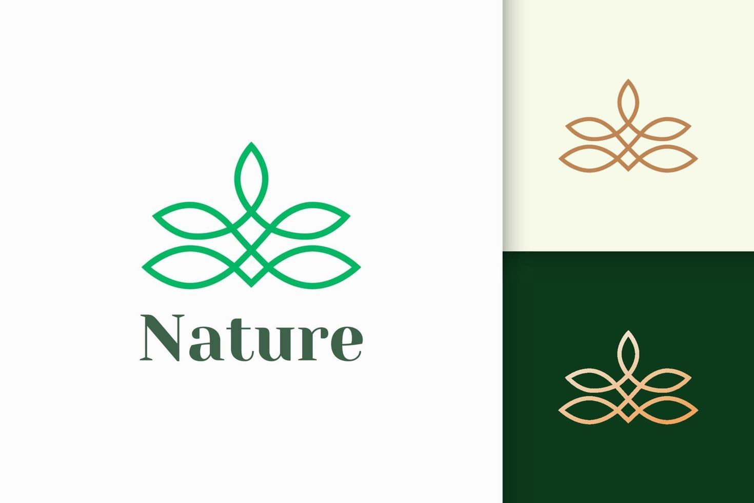 logotipo da flor em estilo feminino e luxuoso representam saúde e beleza vetor