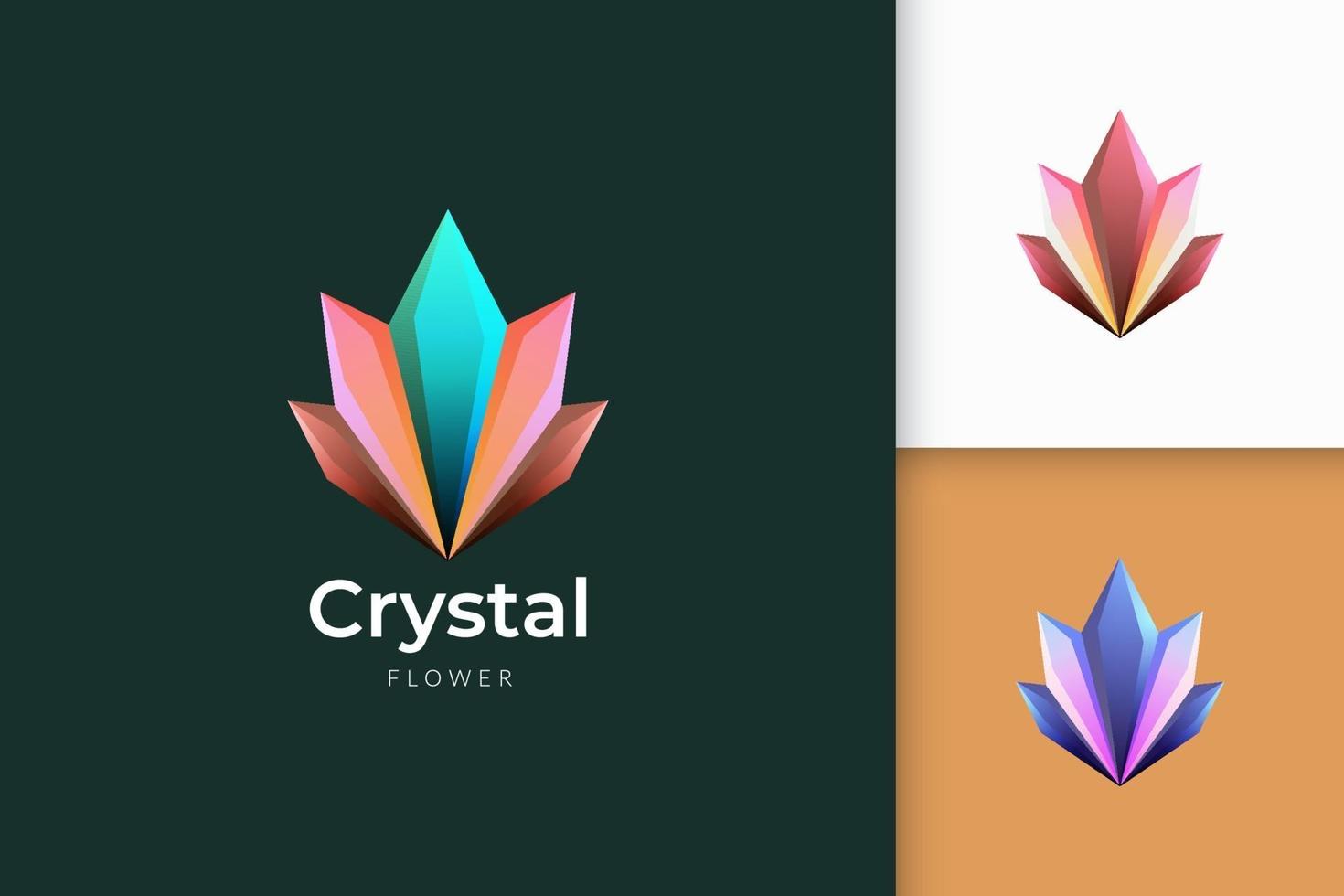 logotipo de cristal ou gema com colorido brilhante para joias e beleza vetor