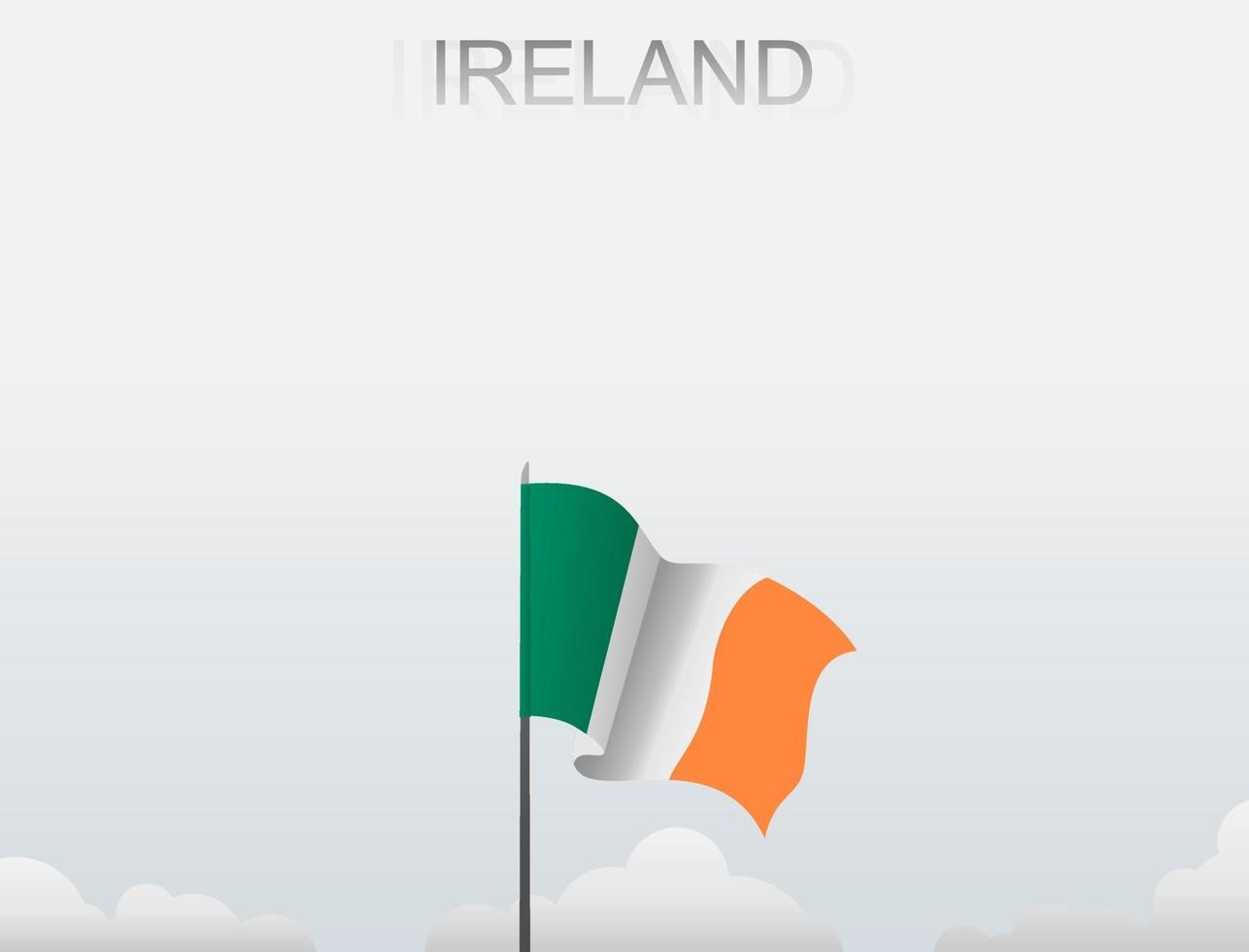 bandeira da Irlanda voando sob o céu branco vetor