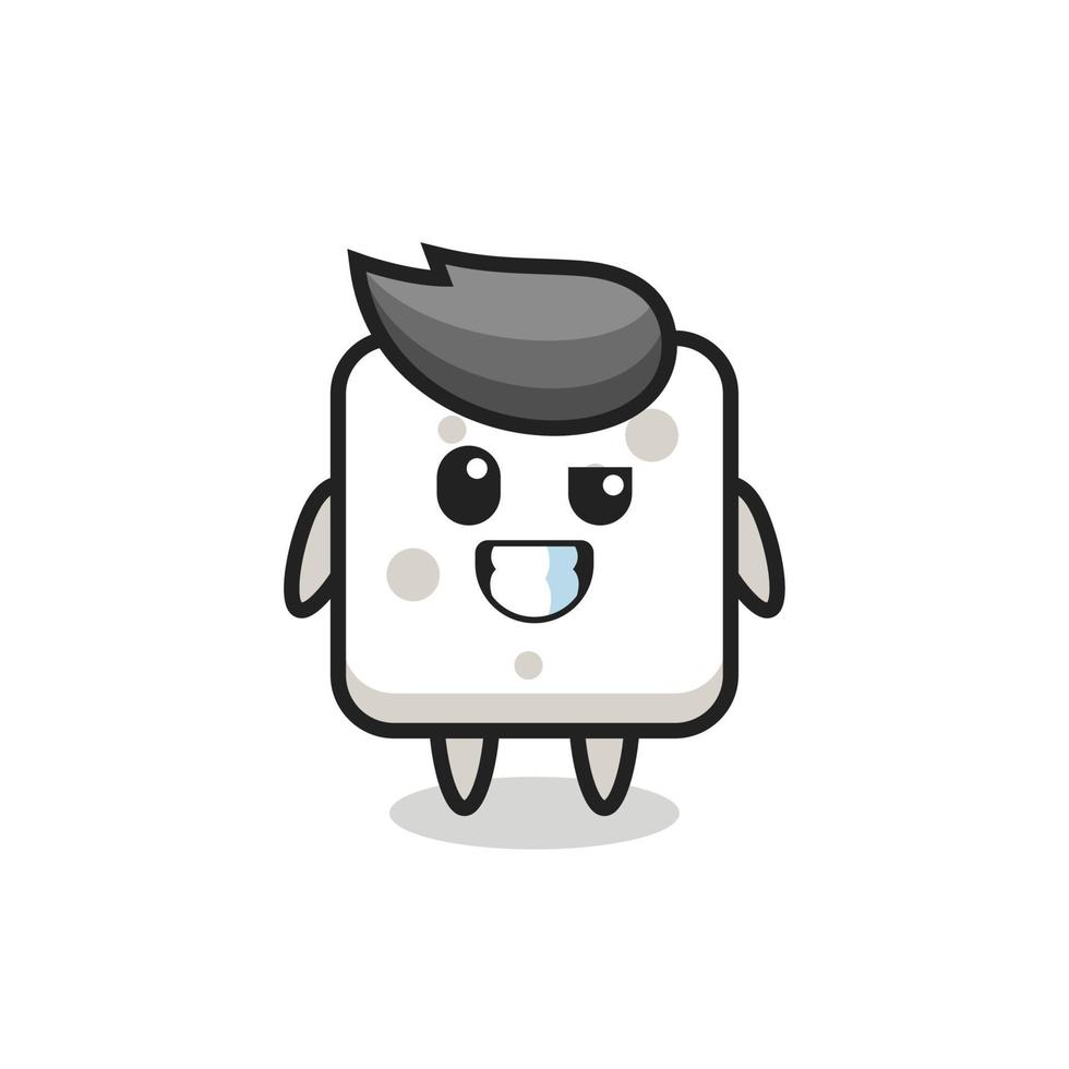 Mascote de cubinho de açúcar fofo com um rosto otimista vetor