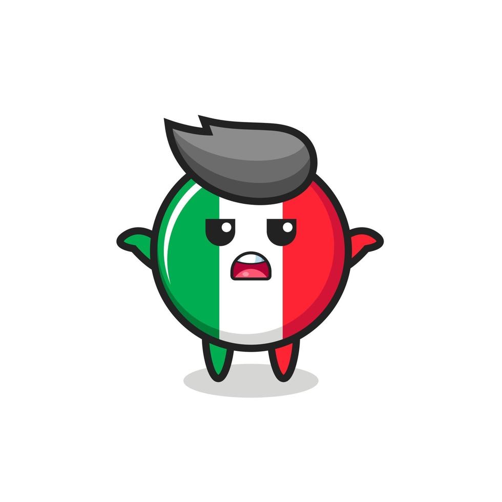 personagem mascote da bandeira da itália dizendo eu não sei vetor