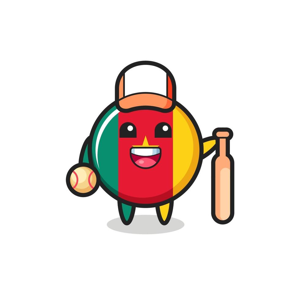 personagem de desenho animado do emblema da bandeira dos Camarões como jogador de beisebol vetor