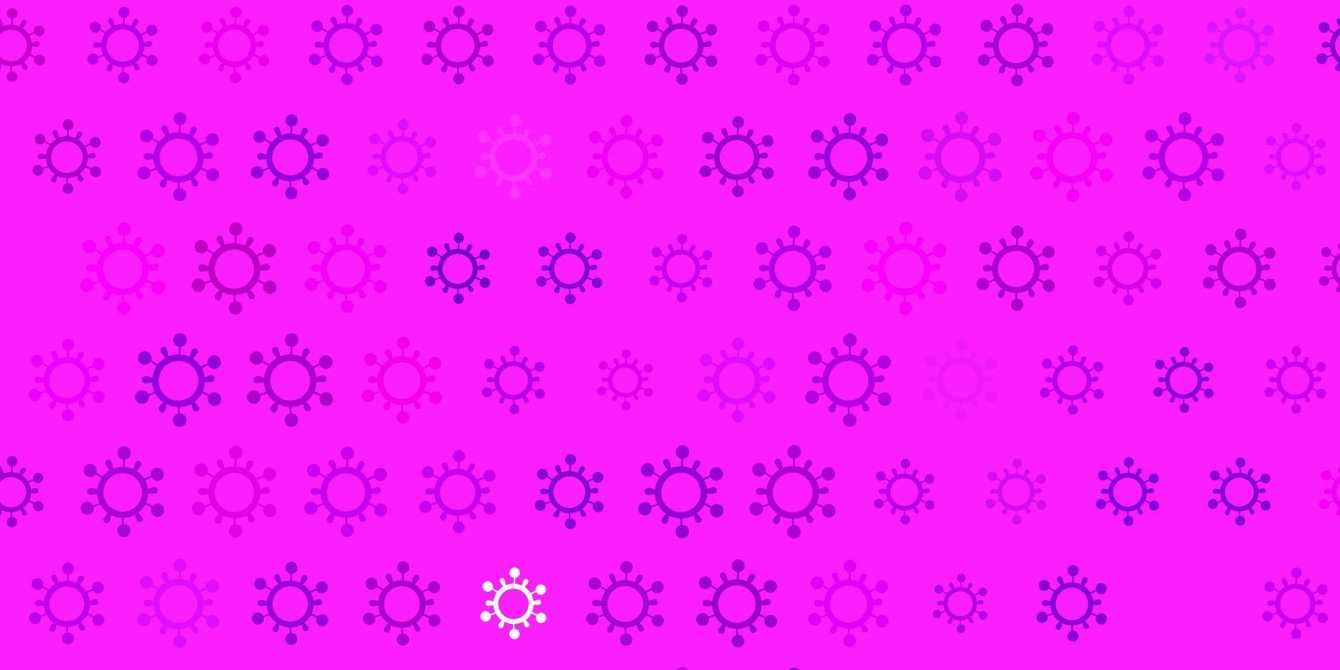 pano de fundo vector rosa claro roxo com símbolos de vírus.