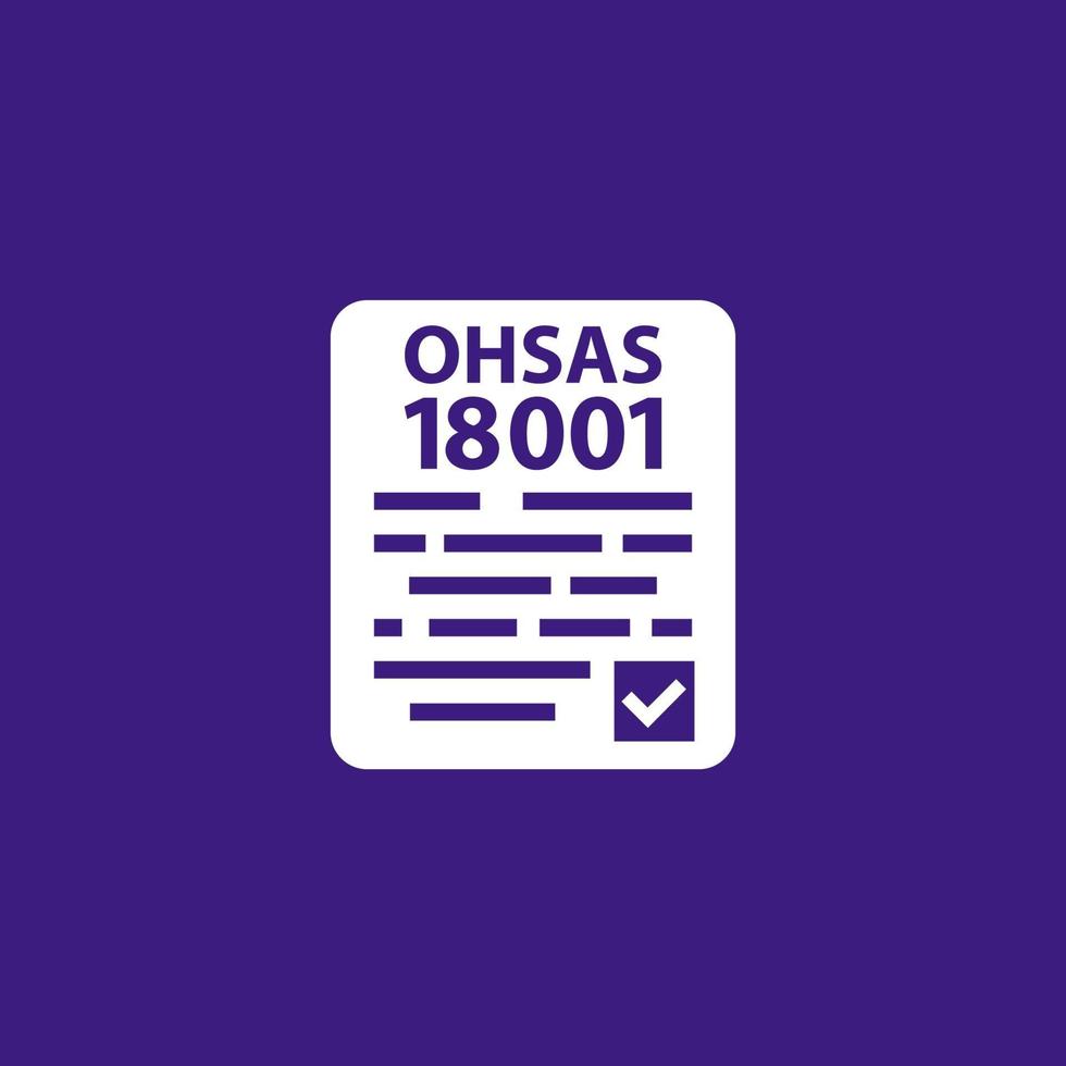 ícone padrão ohsas 18001, vetor de gerenciamento de saúde e segurança