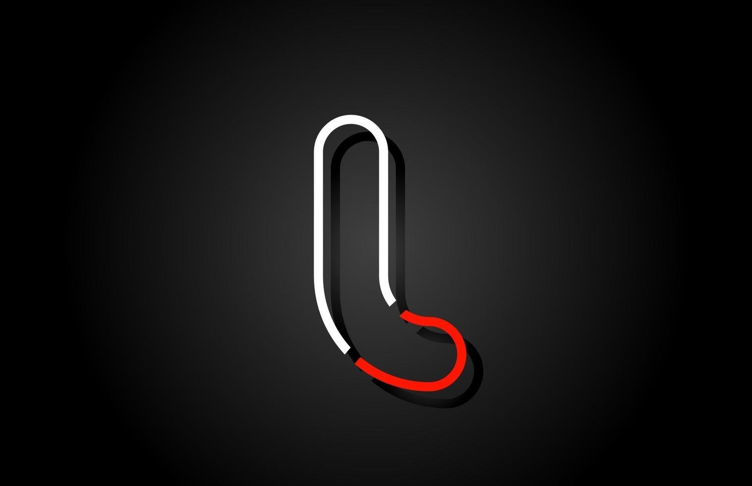 Ícone de design do logotipo do alfabeto letra l vermelha branca para a empresa vetor