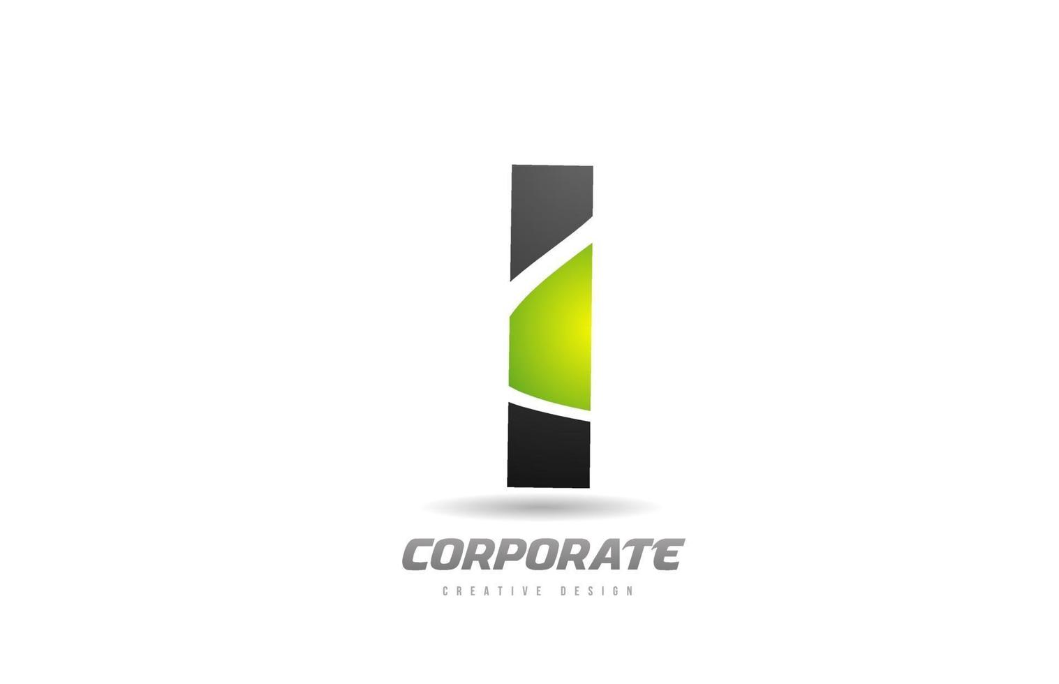 logotipo verde preto letra i ícone de desenho de alfabeto para negócios vetor