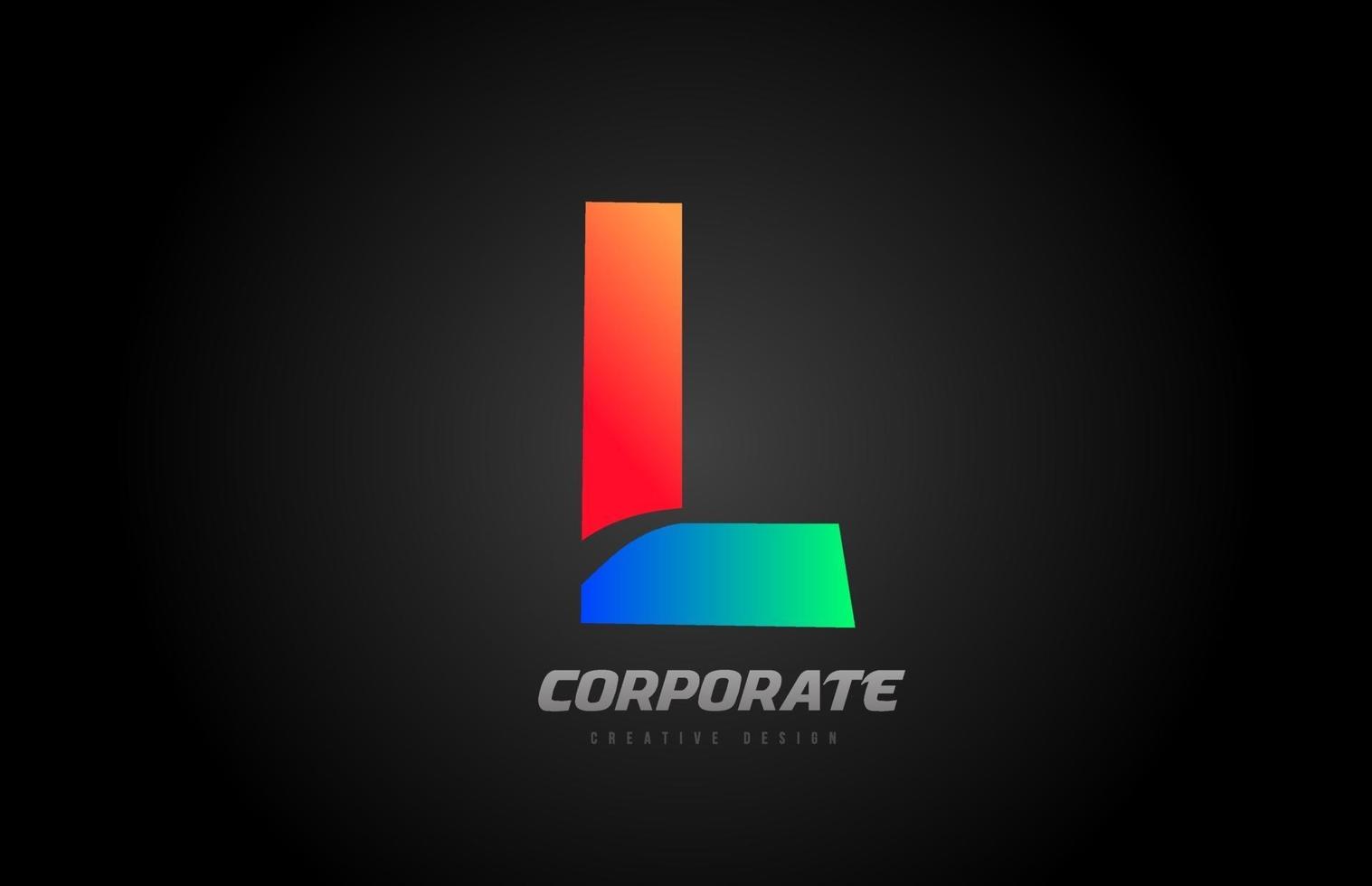 ícone de design de logotipo azul laranja letra l alfabeto para empresa vetor