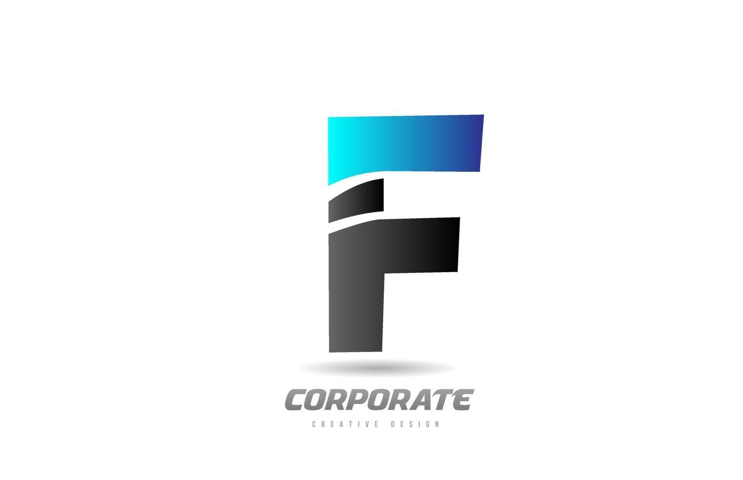 azul preto alfabeto letra f logotipo ícone design para negócios vetor