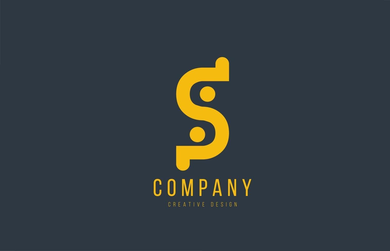 letra do alfabeto amarelo s para logotipo da empresa ou design de ícone de logotipo vetor