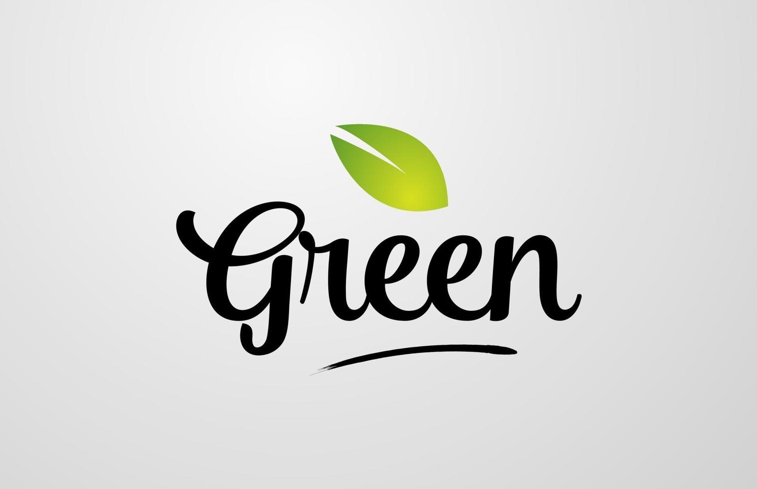 folha verde texto escrito à mão verde para design de logotipo de tipografia vetor