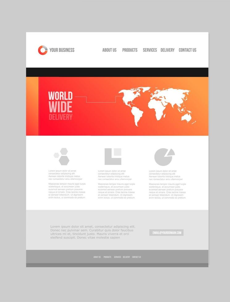 página de design do site de negócios financeiros com layout de modelo responsivo vetor