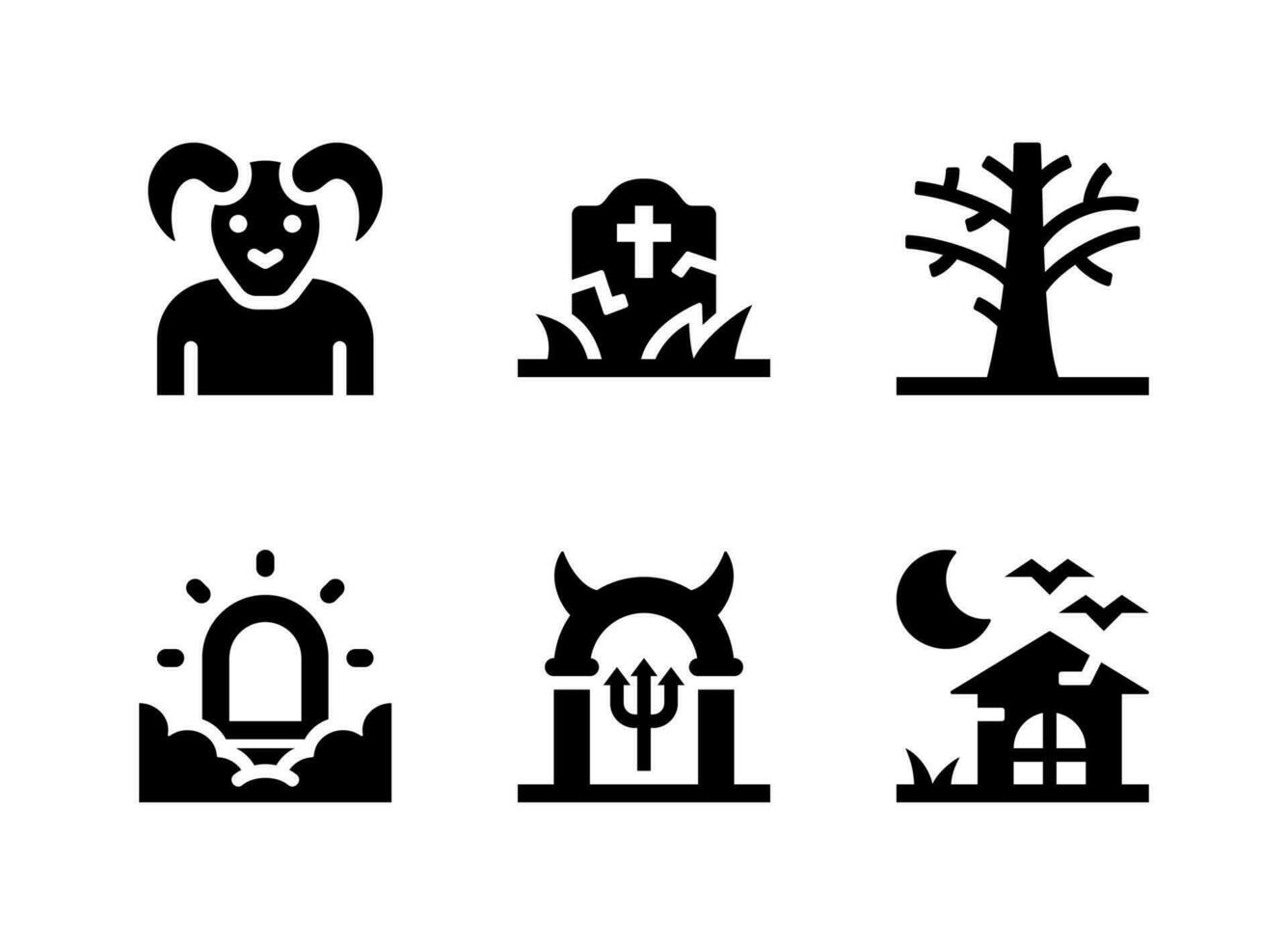 conjunto simples de ícones sólidos de vetor relacionados ao halloween